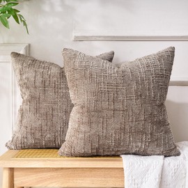 Dorunfeey Brown Cushion Cover, 40 x 40 cm, Set of 2, Elegant Chenille Cushion Covers, Decorative Cushion Covers, Sofa Cushion, Soft Decorative Cushion, Modern Cushion Cover for Couch, Sofa, Living