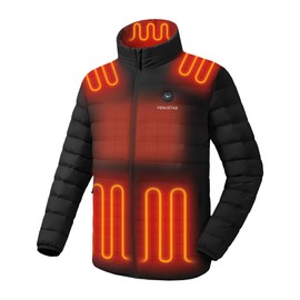 Venustas Men's Lightweight Heated Jacket with Battery, 6-Zone Electric Puffer Winter Coat for Outdoor Camping Hiking