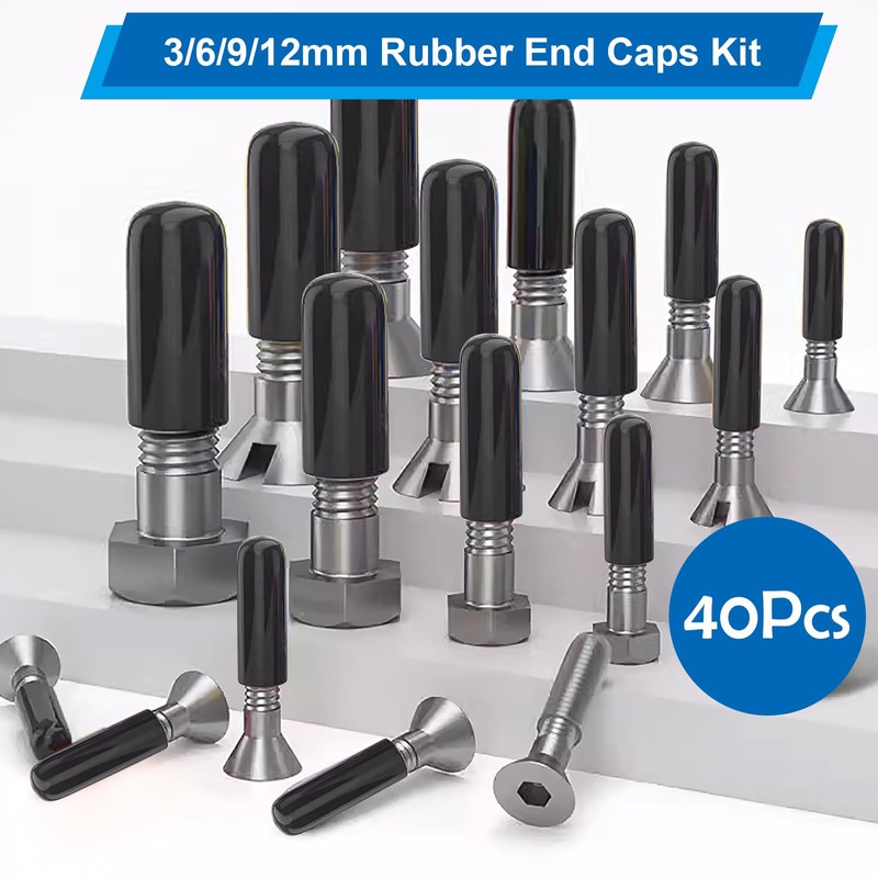 smseace 40pcs Rubber End Caps - 4 Sizes (1/8", "1/4",