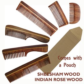 Wooden Comb for Hair & Beard Hand Made/Hand Crafted/Sheesham Indian Rosewood/Natural Hair Care Wooden Comb Beard/Wide Thick Tooth/Thin Narrow Tooth (Beard Comb (7NL-9 x 5 cm))
