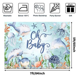 Avezano Under The Sea Backdrop for Baby Shower Oh Baby Ocean Baby Shower Photography Background Underwater World Baby Shower Decorations Party Photo Banner (7x5ft)