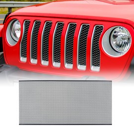 AggAuto Grill Mesh Insert Compatible With Jeep Wrangler JL & Jeep Gladiator 2019-2024, Aluminum Alloy Metal Front Grille Inserts Grid 86% Open Area Rhombic Hole Black