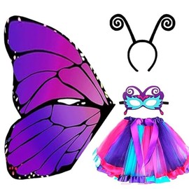NXQAPUO Disfraz de Primavera Mariposa para Niña, Disfraz Mariposa Tutus para Niñas, con Alas de Mariposa, Tutus, Tocado de Mariposa, Máscara de Mariposa, Regalos para Niñas