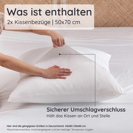 Bambaw Bamboo Pillowcase 50 x 70 cm, Pack of 2, Sustainable Bamboo Fibres, Antibacterial and Hypoallergenic Bed Linen, Cooling Summer Bed Linen, Hair-friendly Pillowcase 50 x 70 cm, Bamboo (White)