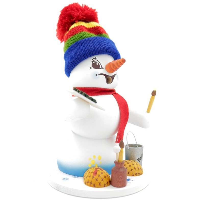 Kuhnert Ore Mountains Wood Art Incense Burner, Incense Figurine, Snowman,