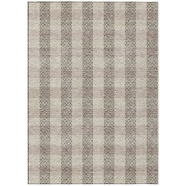 Homeroots 3' X 5' Beige And Brown Plaid Washable Indoor Outdoor Area Rug