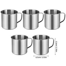 Hemoton Stainless Steel Water Cup 5-Pack Multipurpose Water Drinking Cups Small Metal Mug for Kids Kindergarten Camping Picnic Travel Smooth Round Edges