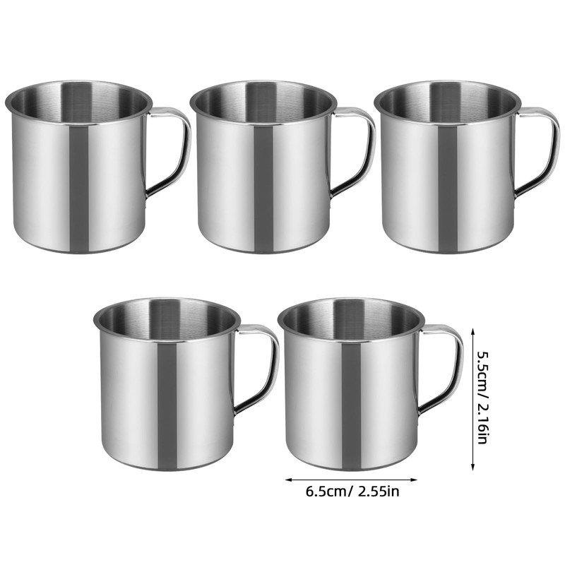 Hemoton Stainless Steel Water Cup 5-Pack Multipurpose Water Drinking Cups