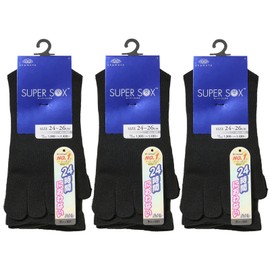 Okamoto D499-960 24 Hour Odorless Super Sock 5-Toe Socks, Crew Length, Men's Socks, Deodorizing, Business, Black