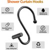 12 Pack Shower Curtain Hooks,Black Shower Curtain Hooks, Metal Durable