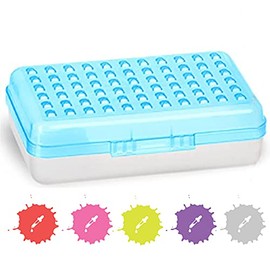 Pencil Box Blue, Plastic Small Dots Pencil Case, School Storage Utility Supplies Box Organizer with Snap Closure for Kids and Adults Also Available in Pink, Grey, Purple, Red, Green, 1 PK - By Enday