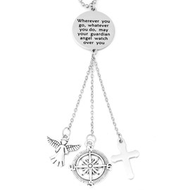 AHAETH Guardian Angel Cross Car Charm for Rearview Mirror Window Hanging Ornaments Car Pendant for Home Vehicle Interior Accessories Car Rearview Mirror Charms Hanging Accessories