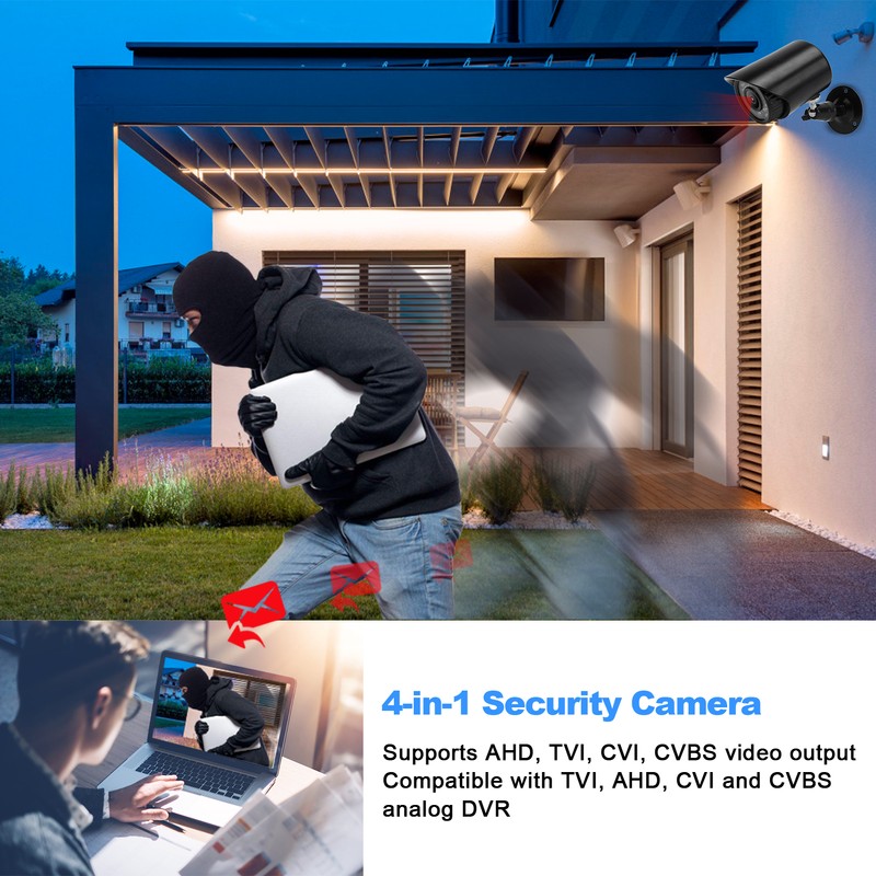 1080P Outdoor Security Camera 3.6mm Lens Night Vision IP66 Waterproof