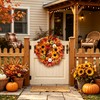24 Inch Sunflower Fall Wreath for Front Door with Maple