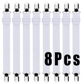 Duvet Clips, Anti-Slip Clips, Bed Sheet Clips, Set of 8, Adjustable 11.8-50 Inches (30-129 cm), Loyouve Corner Fasteners, Duvet Shifting, Clips, White