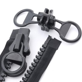 Jumbo Zipper, Double-Sided, Open, Black, Resin Zipper, DIY Repair (No. 20, 59.1 inches (150 cm), BK)