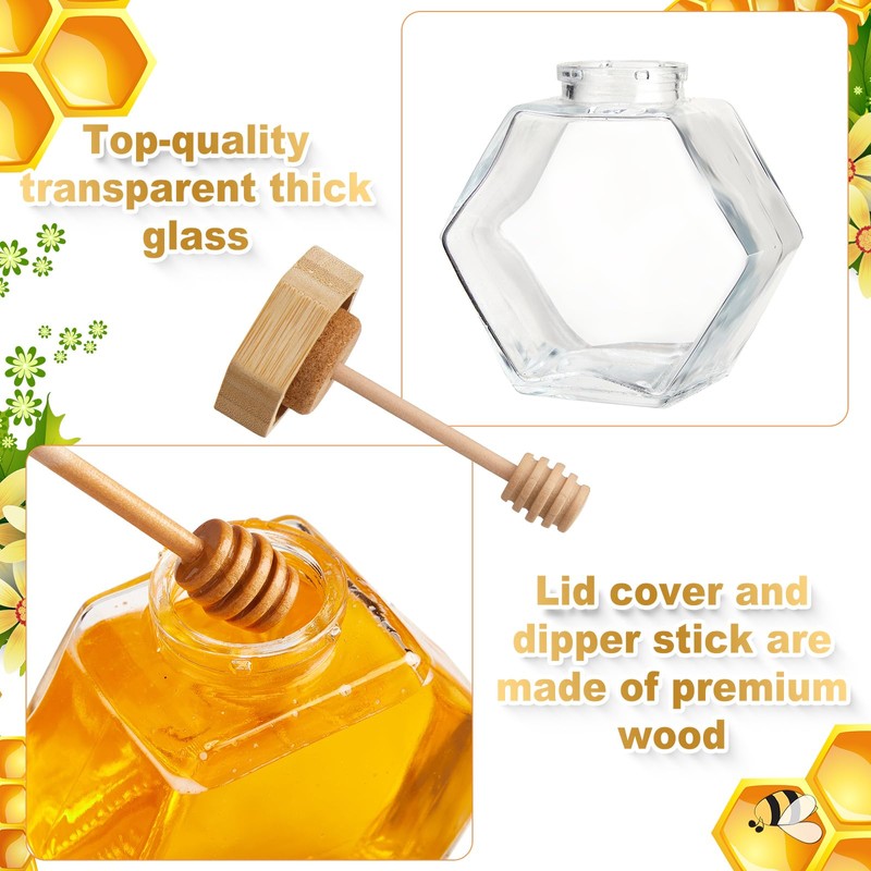 Sunnyray 20 Pcs 220 ml Glass Honey Jars with Dipper