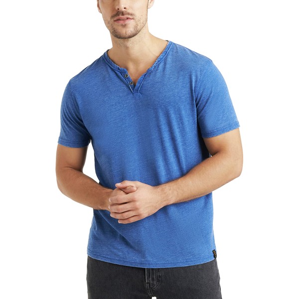 Lucky Brand Men's Venice Burnout Notch Neck Tee Shirt, Monaco