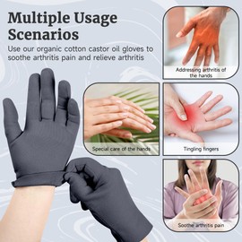 Pedobi 2 Pcs Castor Oil Pack Wrap for Hands, Organic Castor Oil Wrap Castor Oil Gloves for Wrist Arthritis and Carpal Tunnel(Oil Not Include)