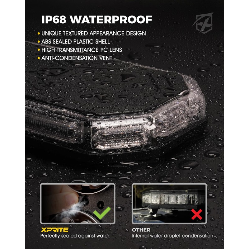 Xprite White Red Rooftop Emergency Strobe Light Bar, Beacon Safety