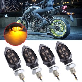goodfitment - 4 Pieces Motorcycle Indicators Turn Signal Lights 5 LED 12V Motorbike LED Indicator Blinker Amber Lamp Mini Light Motorcycle Front Rear Lights for Motorcycles