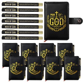 10 Sets Father's Day Gifts Bulk Black Man of God Christian Gift for Men Man of God Journal and Pen Set Christian Journal Bible Verse Pen Jesus Religious Faith Gift for Dad Pastors Church