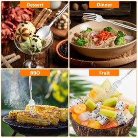 Nogeqi 2 x telescopic fork, extendable fork spoon, long telescopic spoon, fork, 20.5-65 cm, stainless steel telescopic fork, telescopic spoon, extendable cutlery for BBQ, toasting, dinner, fruit