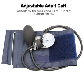 LotFancy Aneroid Sphygmomanometer with Stethoscope Kit, Professional Manual Blood Pressure Monitor and Universal Adult Sized BP Cuff (10"-16“), Case Included, Navy