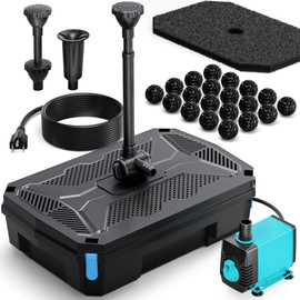 POPOSOAP Pond Filter Pump Fountain Kits with UV Clarifier, 660GPH/40W Pond Pump and Filter Kit for Outdoor Ponds Clearing Koi Pond Garden Fish Tank Aquarium Water Features