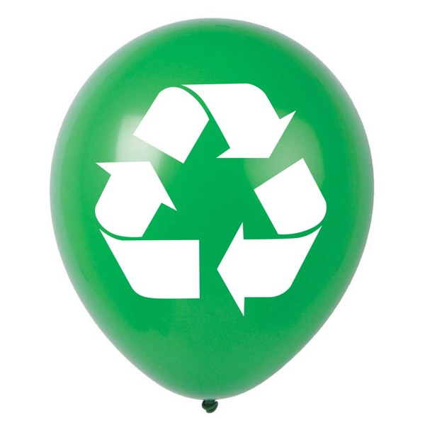 Recycle Latex Balloons - 12inch (16pcs) Recycling Sign Themed Birthday Party Decorations Or Supplies, Green