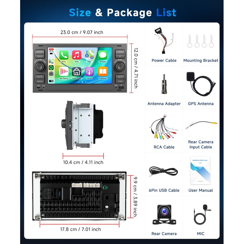 4G+64G Android 15 Car Stereo for Ford Focus 2005-2007 for