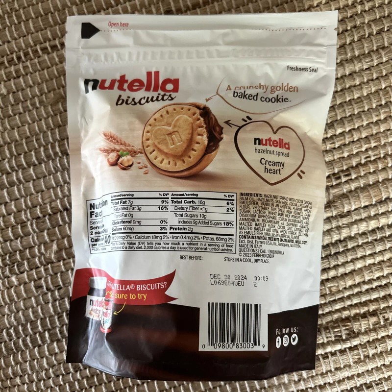 Nutella Biscuits Cookies filled with Nutella Hazelnut Spread, 9.7 OZ