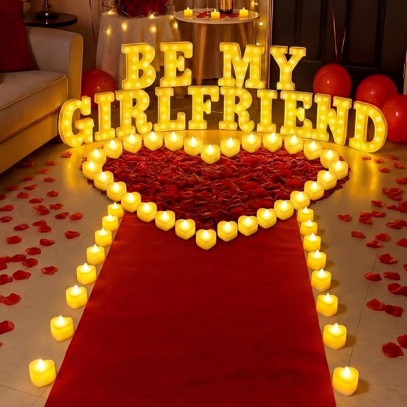 Grinsvalley Be My Girlfriend Light up Letters Proposing Decorations Set