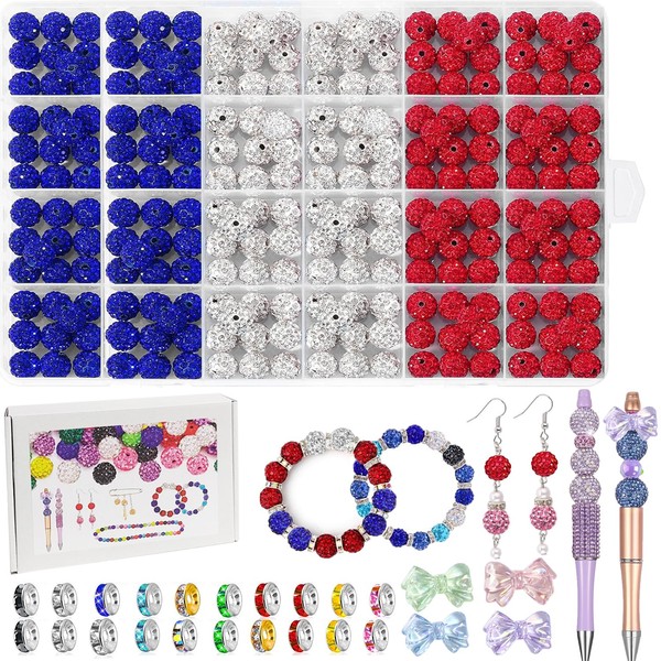 FEDESERN 498pcs Rhinestone Handcrafted Beads, Including 258pcs Disco Ball Clay