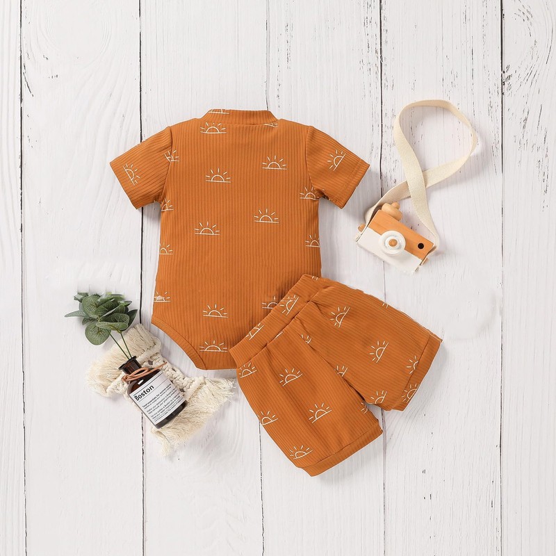 Newborn Baby Boy Clothes 0-3 Months Outfit Ribbed Knit Cotton