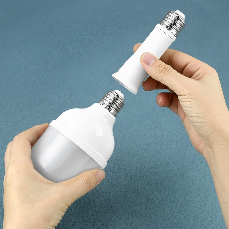 QWORK E26 Light Socket Extender, 2-Pack 4-Level Extendable, Flame-Retardant PBT,