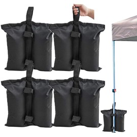 ToopTapu Tent Weights (Set of 4, Total Capacity 116.5 lbs (52 kg) Sand Capacity, For Securing Tents and Tarps, Multi-Weights, Tent Weights, Foot Fixing, Sand Bags, Water Tank, Weights Weights, Outdoor Tarp, Weight Bag, Weights, Capacity (Sand 28.7 lbs (13 kg) x 4 (Black, Set of 4)