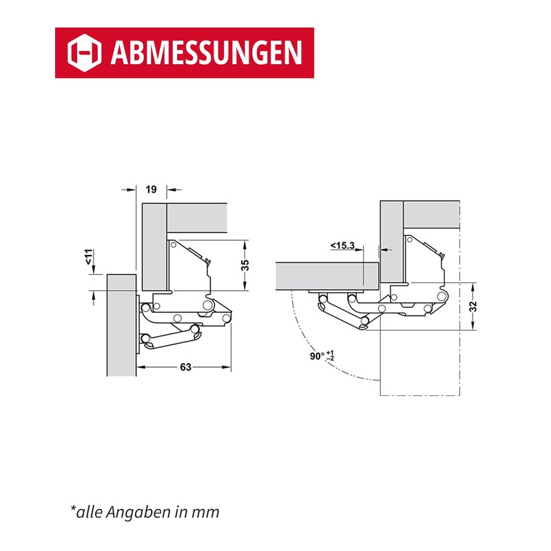 Gedotec Caravan Hinge CH 600 Flap Hinge with Soft-Close Damping