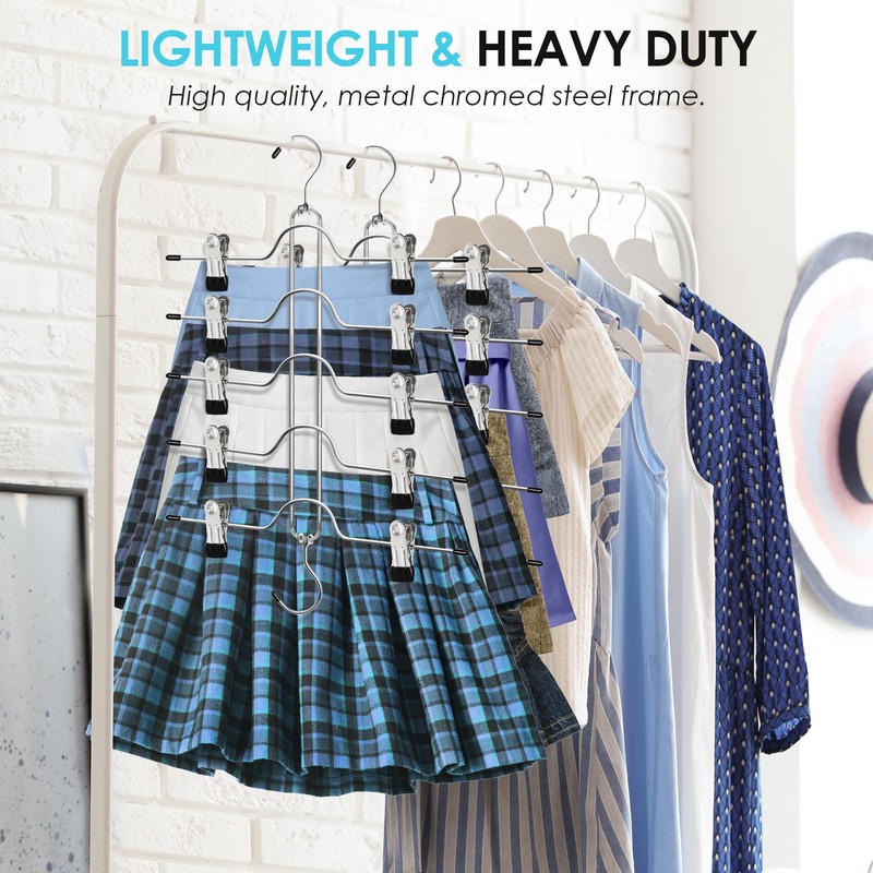Skirt Hangers with Clips, 5 Tier Pants Skirt Hangers Space