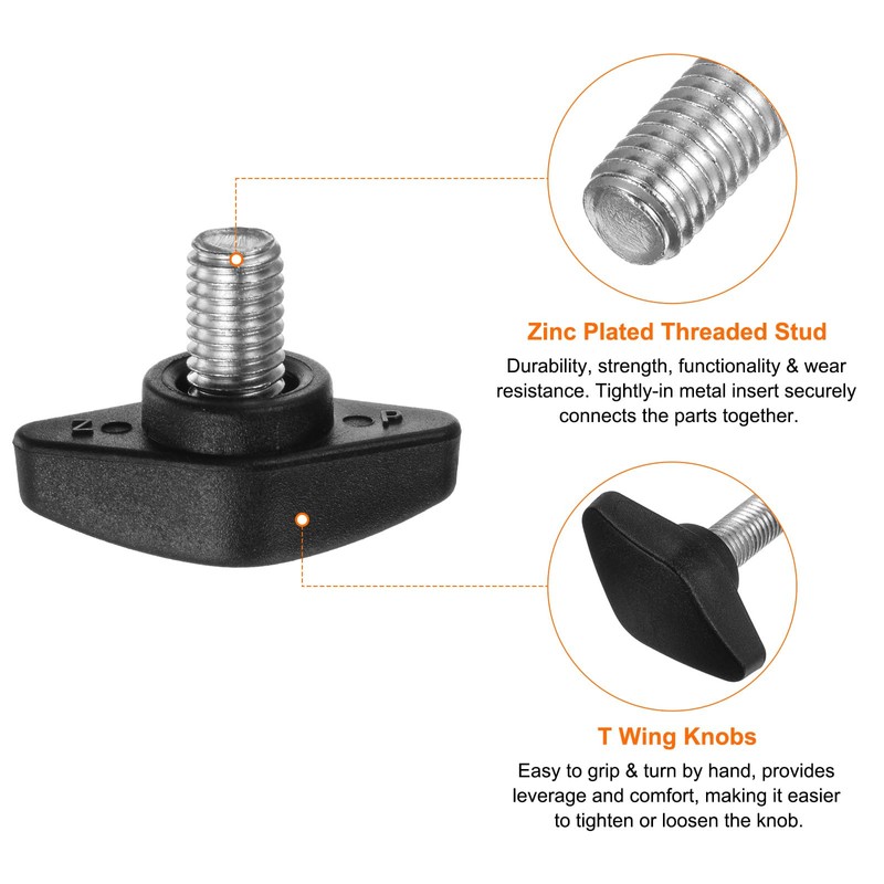 sourcing map 4pcs Tee Wing Knobs Thumb Screws M8 x