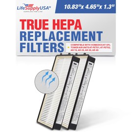 AT-OFL Filtro HEPA de repuesto compatible con purificadores de aire HoMedics Tower AT-PET01, AT-PET02, AR-15, AR-25, AR-35, AR-45 por LifeSupplyUSA (paquete de 2)