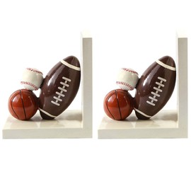 IMIKEYA Resin Bookend Book Stopper Football Basketball Heavy Duty Non-Skid Bookend for Room and Office Book Shelf Decor