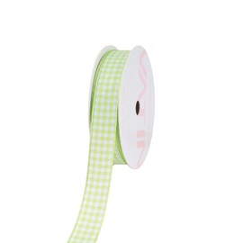 VATIN Apple Green and White Gingham Ribbon, Each Roll Measuring 5/8 Inch Wide by 10 Yards Long, Featuring Polyester Woven Edges, Perfect for Gift Wrapping and Festive Party Decorations