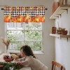 Thanksgiving Orange Pumpkins Kitchen Valance for Window,Fall Pumpkin Leaves Rod
