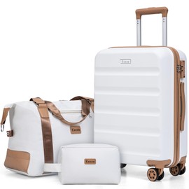 Eeeza Luggage Sets 3 Piece,Suitcases with Wheels,Carry On Luggage Set,ABS Hard Case Luggage with TSA Lock Spinner Wheels(3 Piece Sets,White(20"/DB/TB))