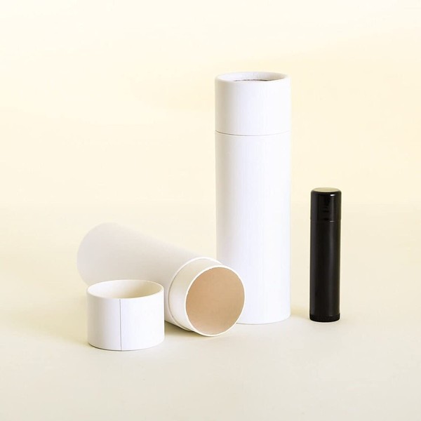 3 OZ White Kraft Paperboard Deodorant/Cosmetic/Lotion/Lip Balm Tubes (50)