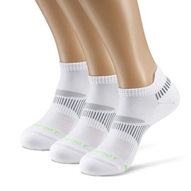 MONFOOT Men's/Women's 3 Pairs Silky Dry Athletic Cushion Ankle Socks, White Large Multipack