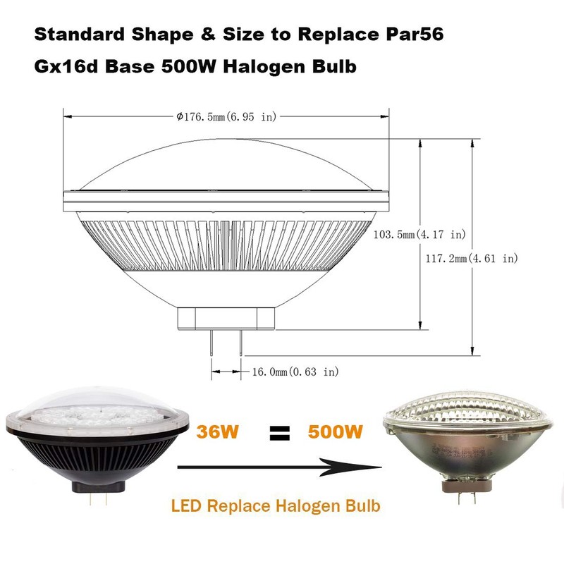 AIPLAMP Par56 LED Bulb Dimmable 36W Flood Light Warm White