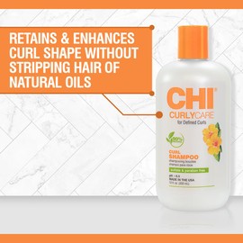 CHI CurlyCare Curl Shampoo, Hydrates Curls, Reduces Frizz & Increases Elasticity & Strength, Sulfate, Paraben, & Cruelty-Free, 12 Oz | CHI