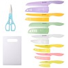 KATISUN Knife Set with Kitchen Cutting Board，30 Piece Colour Coding